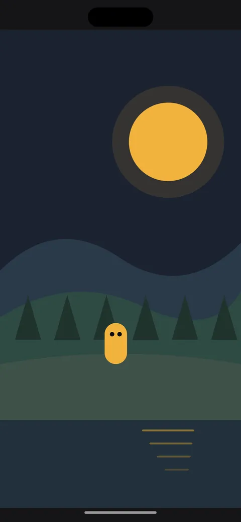 Illustration of the same environment after the redesign, with lighting and depth