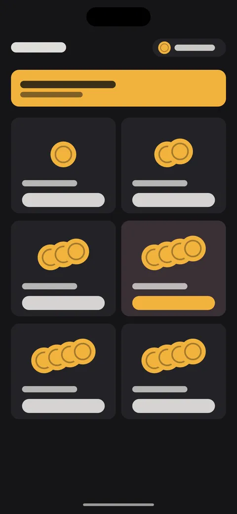 Illustration of an in-game shop with coin packs and offers